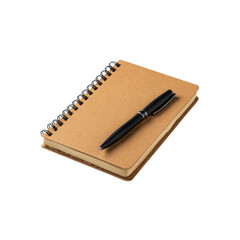 Blank Spiral Notebook with Black Pen on White Background