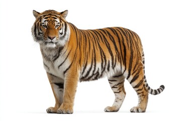 Obraz premium Full shot of a tiger standing, orange and black stripes