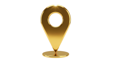 Golden 3D Map Pin Location Marker Icon Isolated on Black graphic design isolated on a transparent background