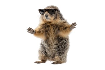Groundhog wearing sunglasses, cool and funny