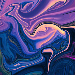Fototapeta premium Colorful liquid marble abstract in purple, navy, and pink with golden tones, swirling textures for modern design, fashion prints, and digital art. 