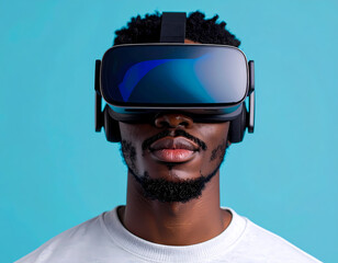 Man wearing vr headset virtual reality glasses technology metaverse device
