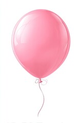 Single, pink balloon against white background.  Shiny, smooth surface.  Tied string is visible.  3D rendering