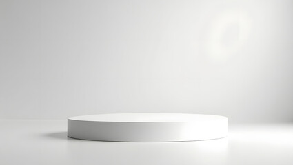 "Modern Minimalist Podium with Soft Lighting and Geometric Background – 3D Rendering for Product Display or Branding"