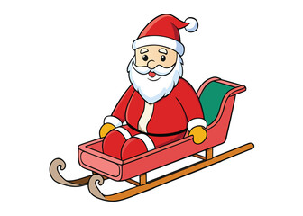  Santa Claus riding sleigh delivering Christmas gifts isolated on white background, Christmas vector illustration