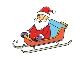  Santa Claus riding sleigh delivering Christmas gifts isolated on white background, Christmas vector illustration