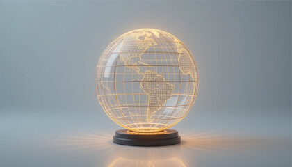 Minimalist wireframe globe glowing
