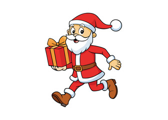 Obraz premium Santa Claus vector with christmas giftbox on white background