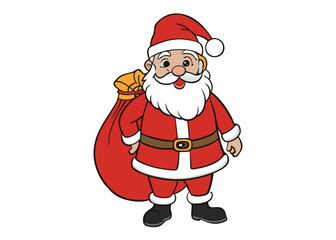 Fototapeta premium Christmas Vector Illustration of Santa Claus carrying sack full of gifts