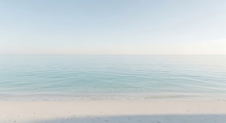Calm seascape of serene beach meeting the horizon