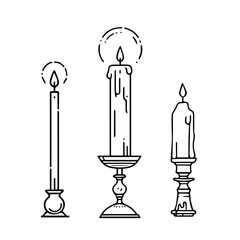 candlestick and candle,black and white illustration