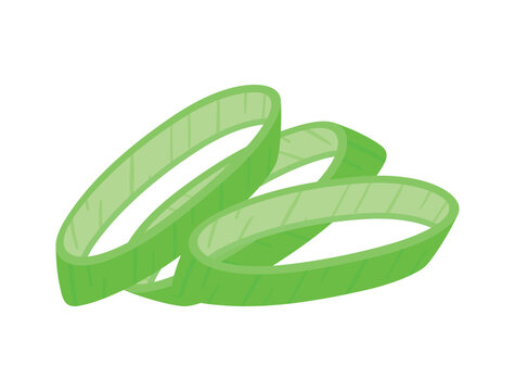 Fresh Leek Sliced for Topping Vegetable Cartoon Food Ingredient Art Vector Illustration