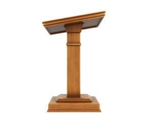 Polished Wooden Lectern with a Slanted Top podium pulpit isolated on a transparent background