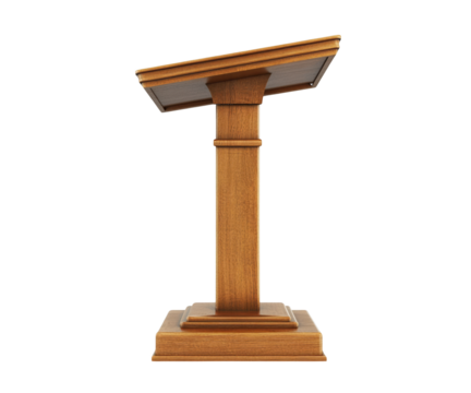 Polished Wooden Lectern with a Slanted Top podium pulpit isolated on a transparent background
