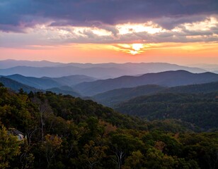 Fototapeta premium Mountain vista at sunset (2)