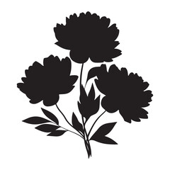 Black peony flower silhouette vector illustration floral design element for graphic art and print 100 char