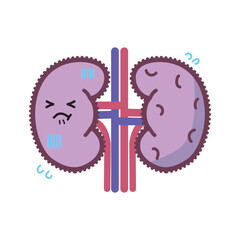 人の臓器キャラクター　不健康な腎臓