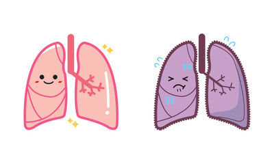 人の臓器キャラクター　健康な肺と不健康な肺　セット