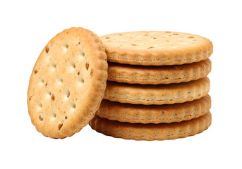 A stack of crisp, golden-brown crackers, displayed against a stark black background, showcases a close-up view of their texture and form.