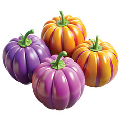 A festive autumn arrangement of fresh orange pumpkins and other seasonal vegetables, perfect for Halloween, Thanksgiving, or a harvest theme