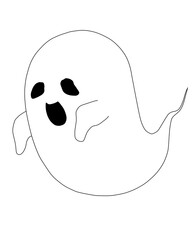 手描き風おばけのイラスト（ハロウィン／背景透過・カラー）
