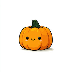 Obraz premium Cute Halloween pumpkin cartoon illustration with cheerful expression, friendly character, vibrant orange color, playful design, seasonal fall harvest decoration