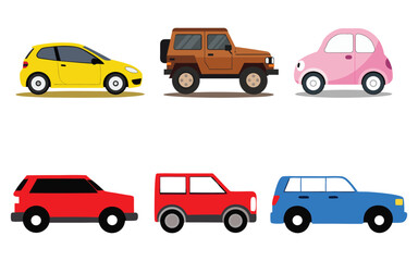 set of colorful cars