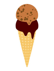 アイスクリーム　コーン　アイス　イラスト（ チョコレート　コーヒー）