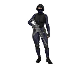 3D rendering of a female SWAT officer