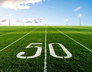 American football field, 50-yard line