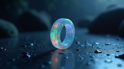 Opal ring iridescent glow colorful translucent
