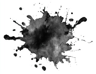 Abstract black ink splatter on white background (17)