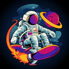 Astronaut surfing in space