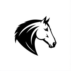 Fototapeta premium tribal vector horse head silhouette, decorative lines and curves, black and white, abstract style
