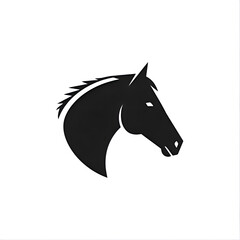 tribal vector horse head silhouette, decorative lines and curves, black and white, abstract style
