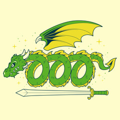 Medieval dragon badge emblem