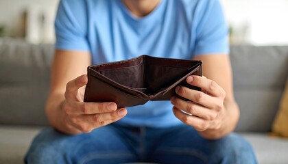 man with his empty wallet