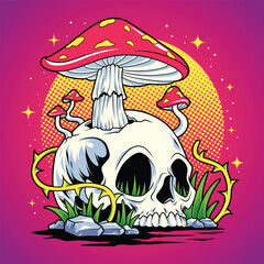 Trippy skull mushroom