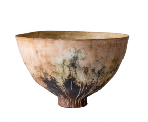 Rustic ceramic bowl with earthy tones isolated on transparent background