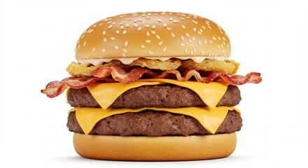 ジューシーなダブルチーズバーガー 食欲をそそる黄金色光沢 