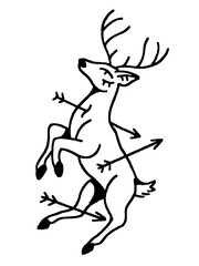 A majestic deer pierced by arrows in an elegant, stylized manner