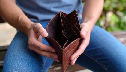 man with his empty wallet