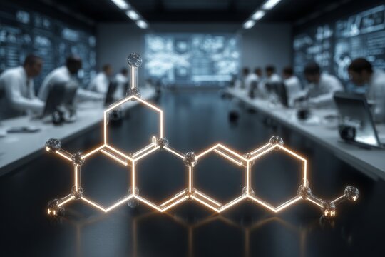 Researchers study data with interactive epoxide holographs. Biocatalyst enzymes. Pioneering biocatalysts convert styrene into high-value chemical epoxides. Chemical conversion.