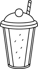 fruit smoothie outline vector illustration line art