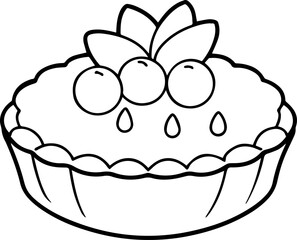 fruit tart outline vector illustration line art