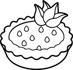 fruit tart outline vector illustration line art