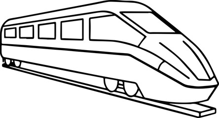 high speed train outline vector illustration line art