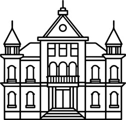 mansion outline vector illustration line art