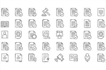 Business and Agreement Icon Collection Featuring File, Report, and Court Vectors