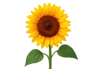 Sunflower blooming with transparent background, ideal for easy integration